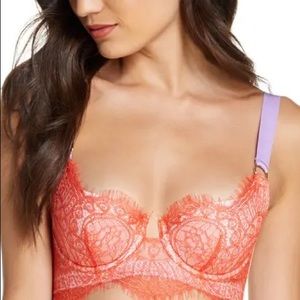 NWT 32C Dora Larsen Half Pad Underwire Balconette Bra in Tangerine
